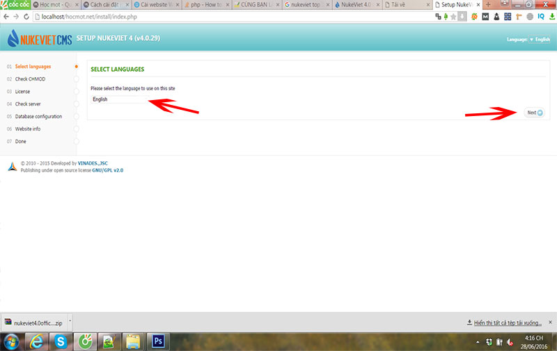Cài website Nukeviet trên localhost dùng XAMPP