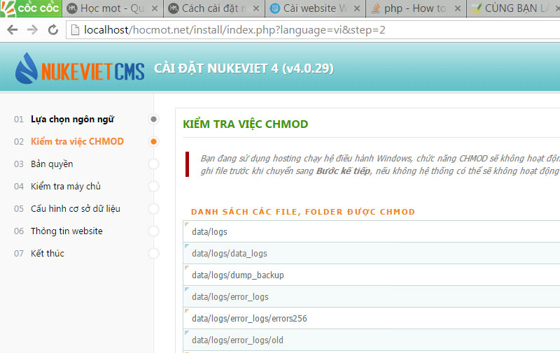 Cài website Nukeviet trên localhost dùng XAMPP