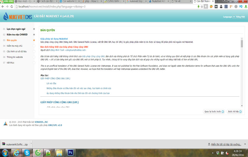 Cài website Nukeviet trên localhost dùng XAMPP
