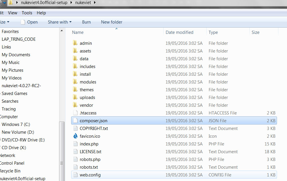 Cài website Nukeviet trên localhost dùng XAMPP