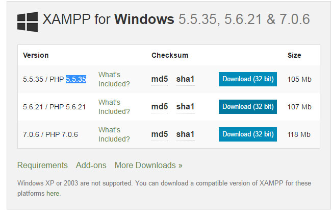 xampp window