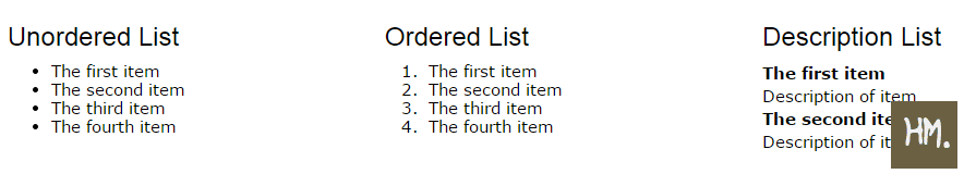 html list type