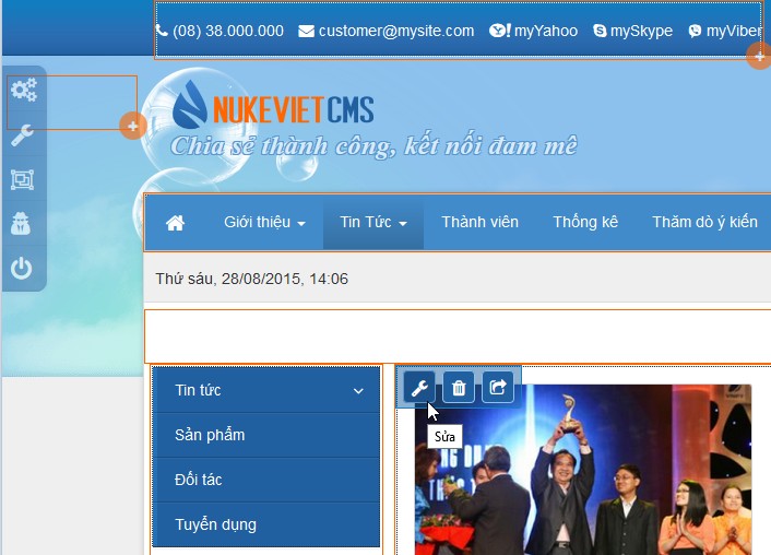 Làm việc với chức năng kéo thả block trong nukeviet