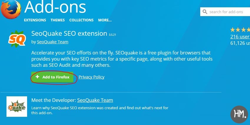 seoquake addon firefox